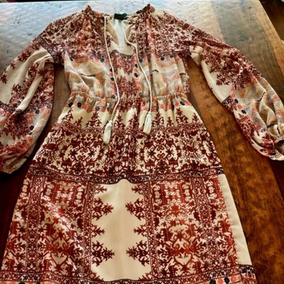 Boho Maxi Dress Brown/Tan/Rust Size XS/S - Picture 1 of 4